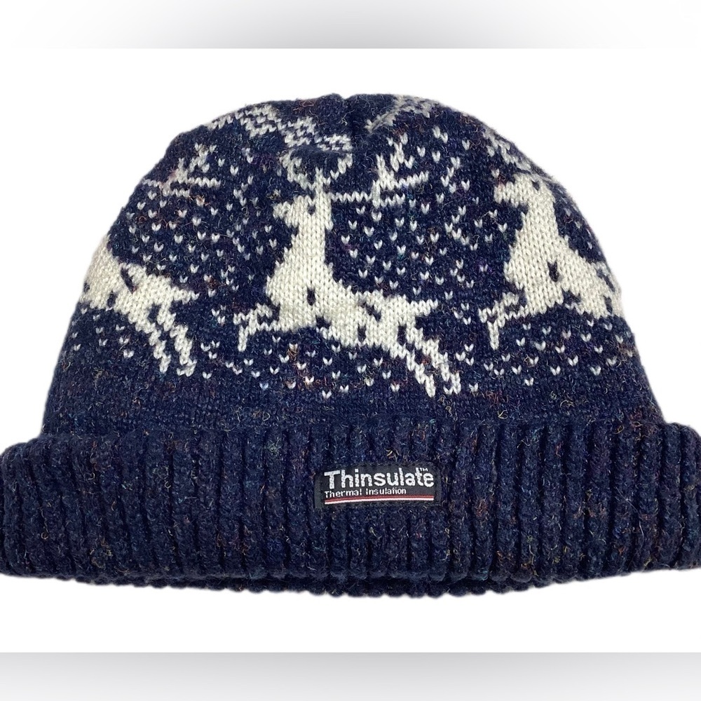 Thinsulate Fair Isle Knit Reindeer Winter Hat OS Unisex 22”